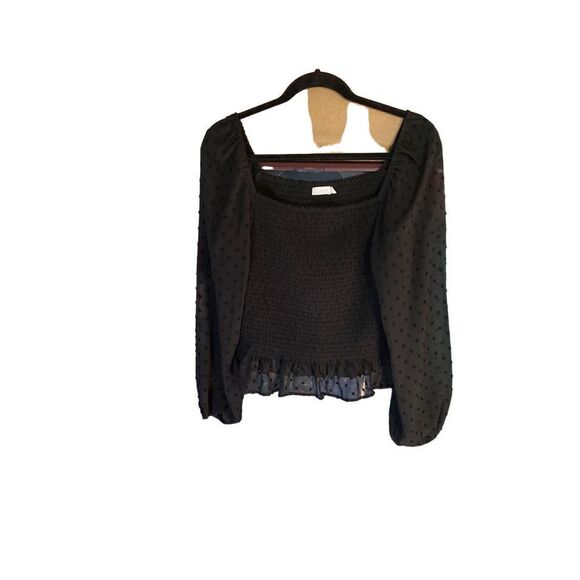 Lush Swiss dot .women’s sheer black blouse, size XL. - Picture 2 of 6